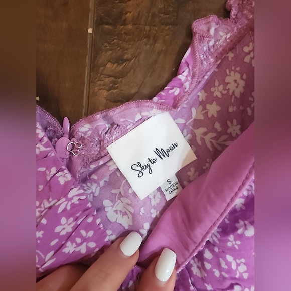 Like New Lavender Puff Sleeve Mini Dress Size Small - Picture 4 of 12